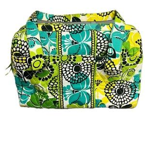 Vera Bradley Lime's Up Green and Blue Double Strap Zip Up Quilted Shoulderbag